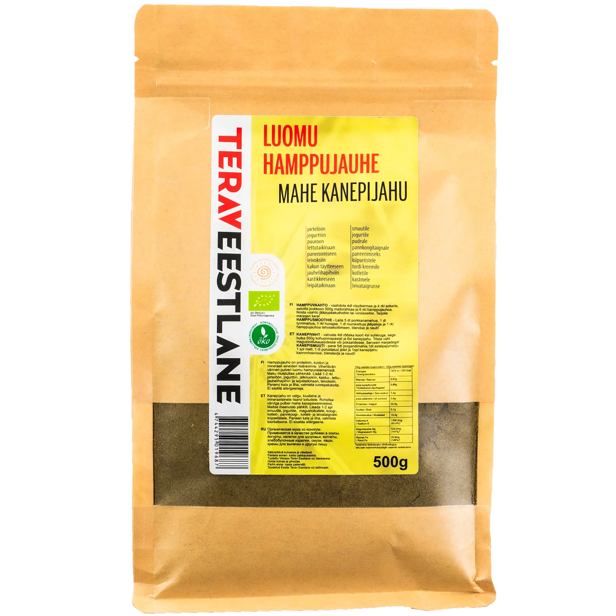 Mahe kanepijahu 500g Terav Eestlane.