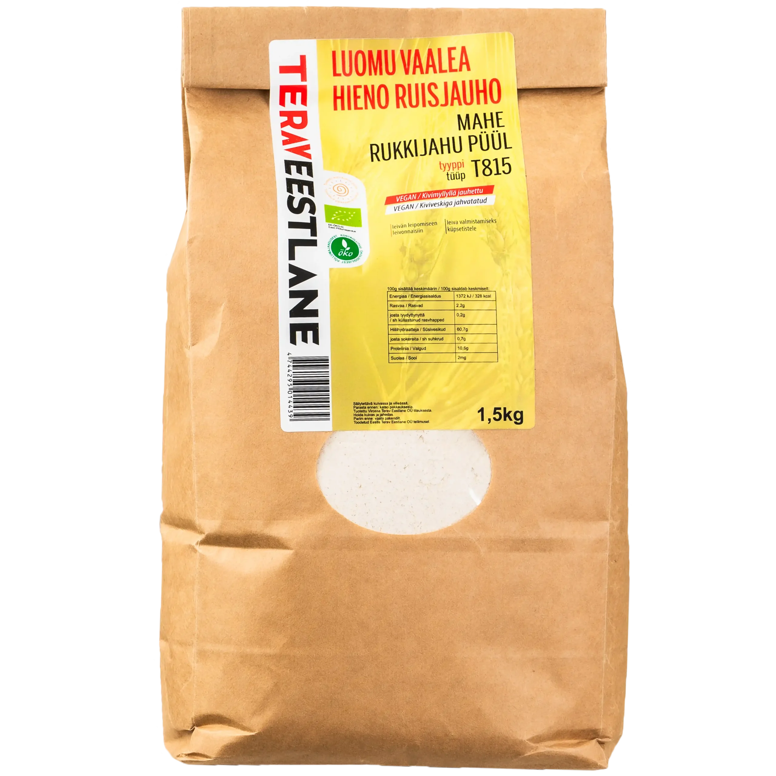 Täistera rukkijahu 1,5kg püül T815 Terav Eestlane