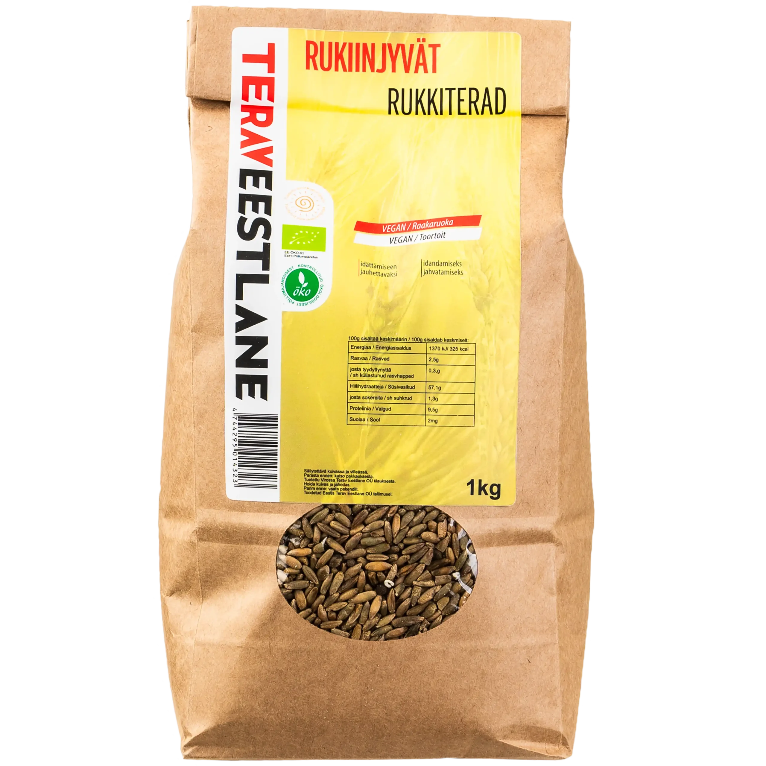 Rukkiterad 1kg ÖKO Terav Eestlane